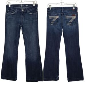 7 For All Mankind Dojo Dark Blue Flare Jeans Size 26